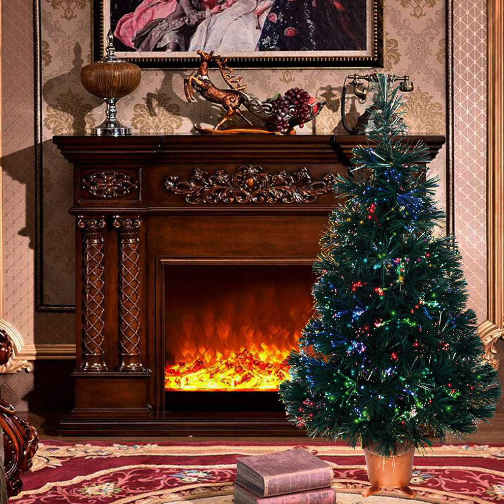 32 in Green Fiber Optic Tabletop Christmas Tree, Color Changing
