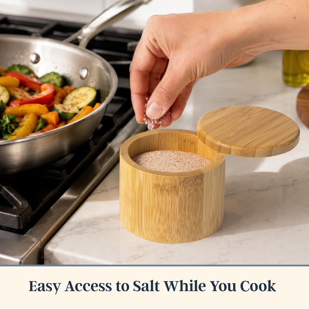 Salt Cellar with Swivel Lid, Salt Container for Countertop