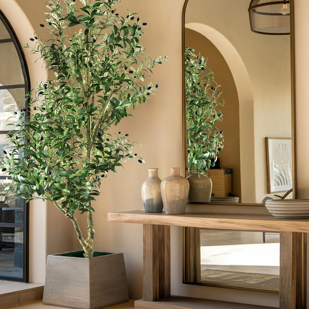 Artificial Olive Tree 7.5FT Tall Olive Tree Indoor Floor Plant with 2836 Leaves Lush Large Artificial Plant Room