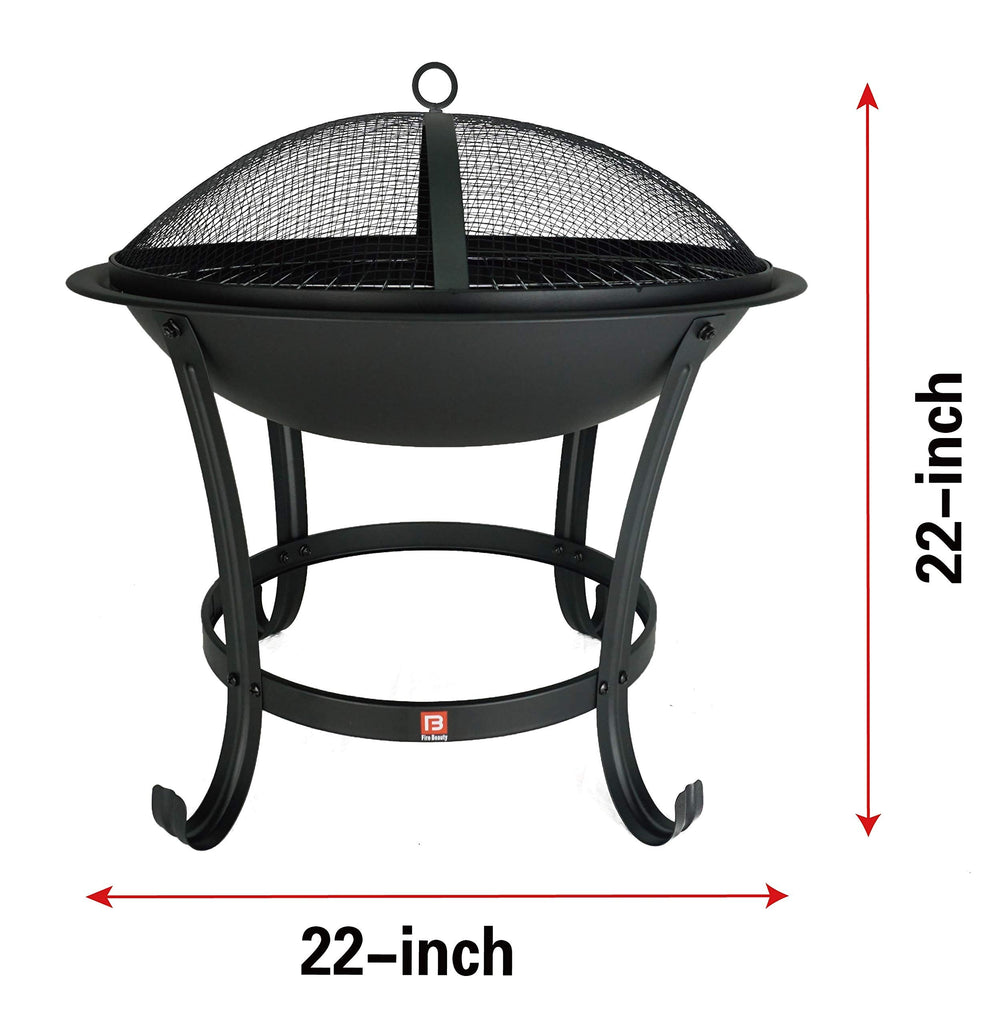 22" Fire Pit with 2-in-1 BBQ Grill, Spark Screen & Tote Bag
