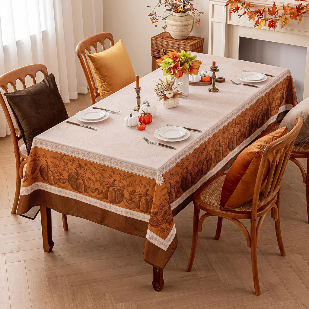 Fall Thanksgiving Square Tablecloth 54 x 54 Inch, Orange