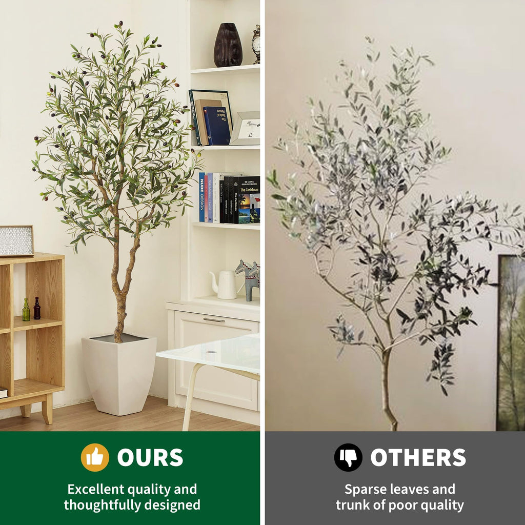 Artificial Olive Trees, 6Ft Tall Faux Olive Tree with Realistic Leaves and Fruits, Fake Potted Olive Silk Tree, Floor