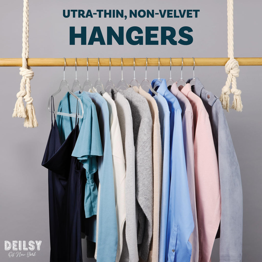 TM Clear Thin Hangers with Silver Hook Non-Velvet Hangers 50 Pack