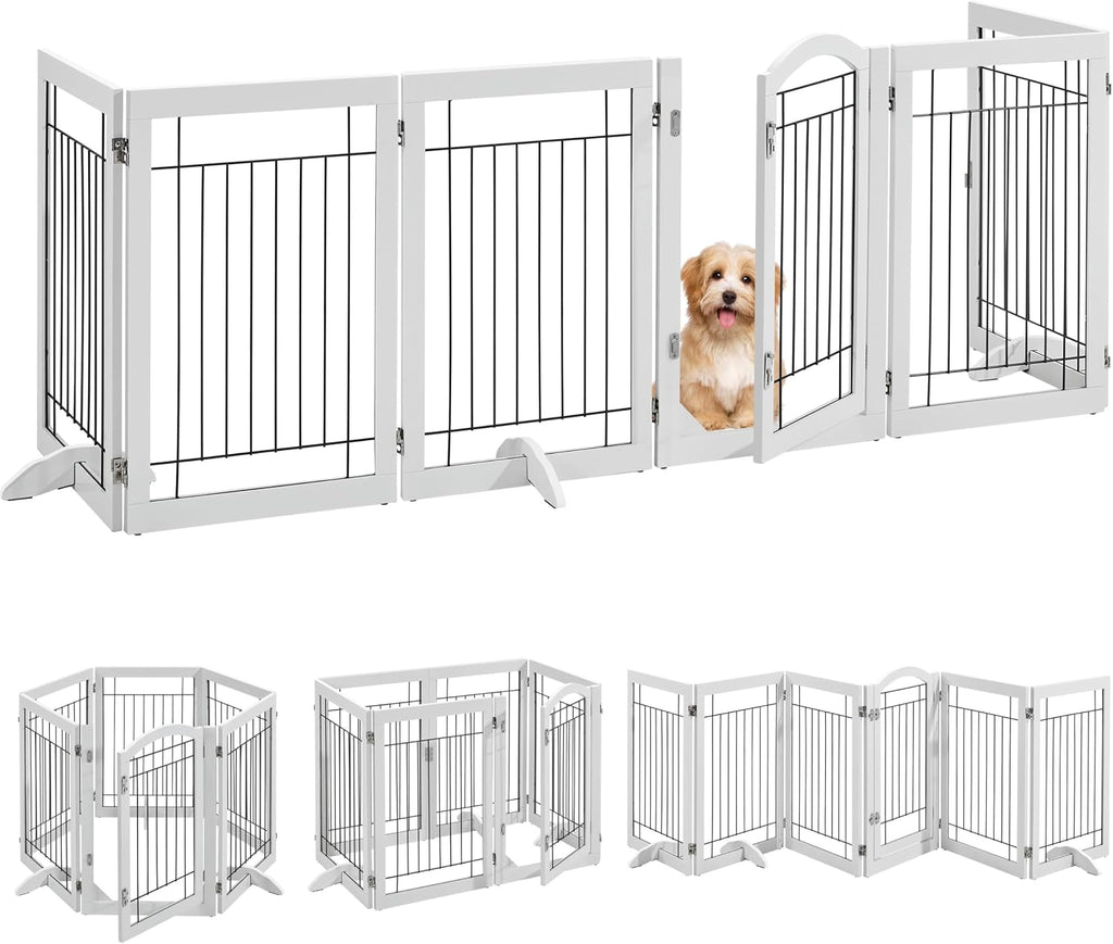 Extra Wide Freestanding Dog Gate for Stairs Doorways, 32" 6-Panel