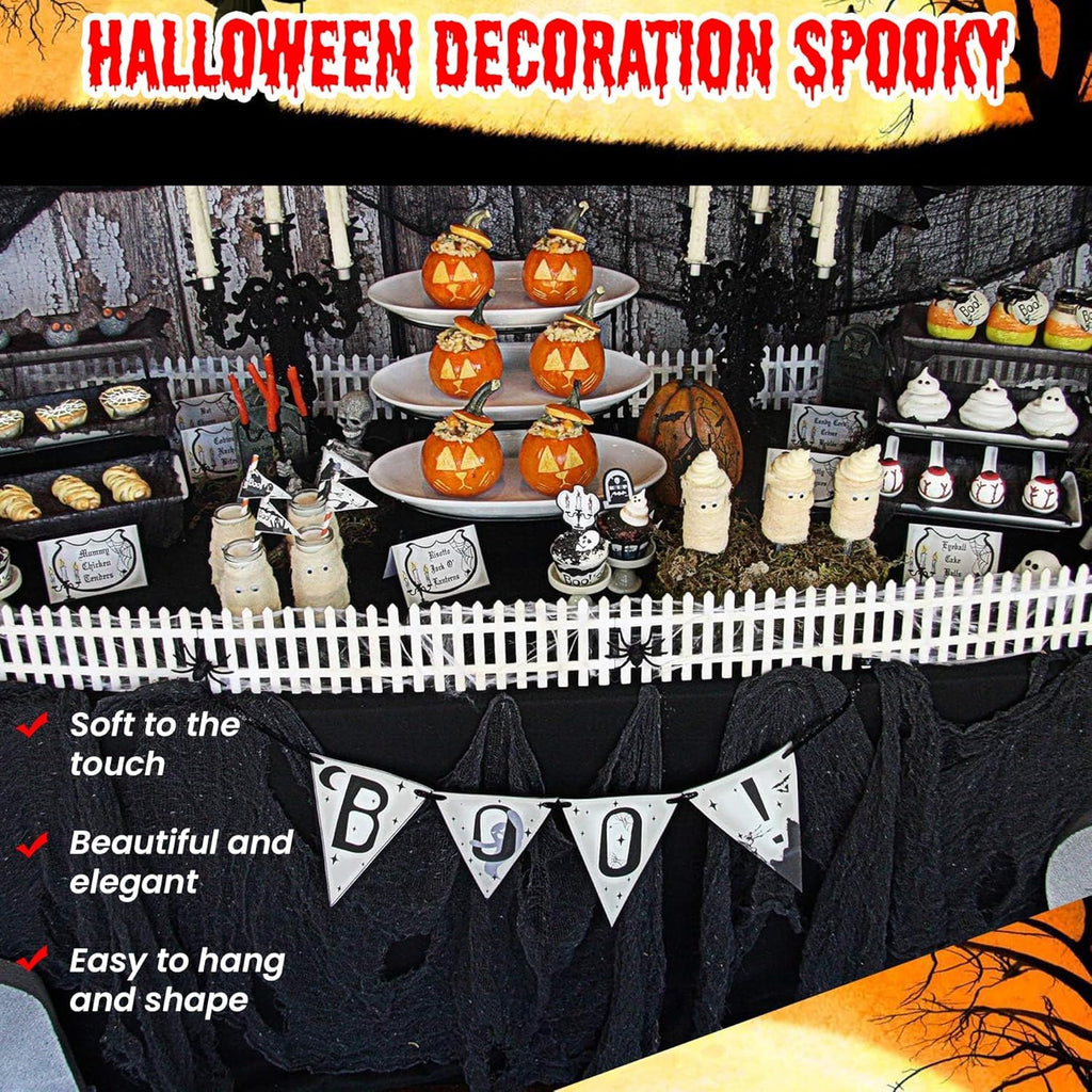 2 Packs (48 x 240 in.) Halloween Creepy Cloth, Spooky Giant Cheese Cloth Tapestry for Halloween Party Supplies