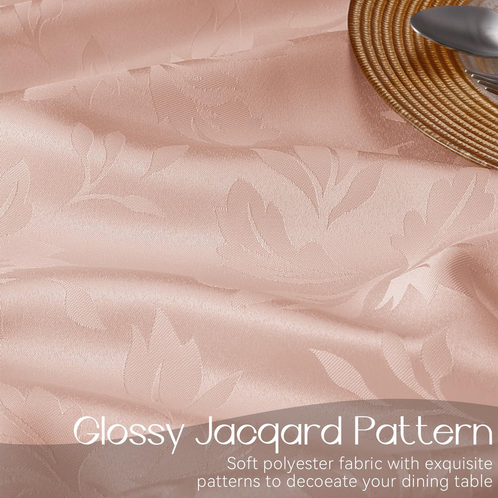 Jacquard Round Tablecloth 70 Inch, Pink