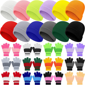 24 Pcs Kids Hats and Gloves Sets