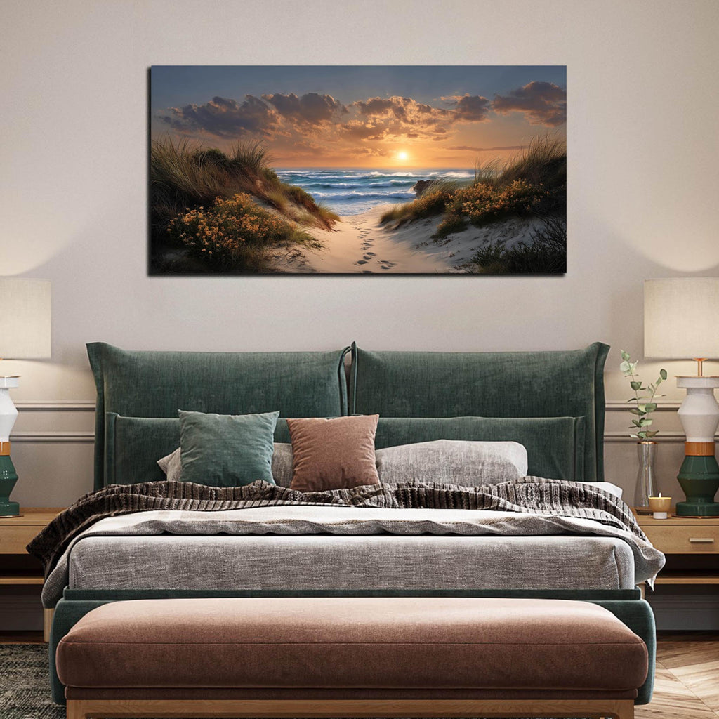 Sunset Canvas Wall Art Brown Picture