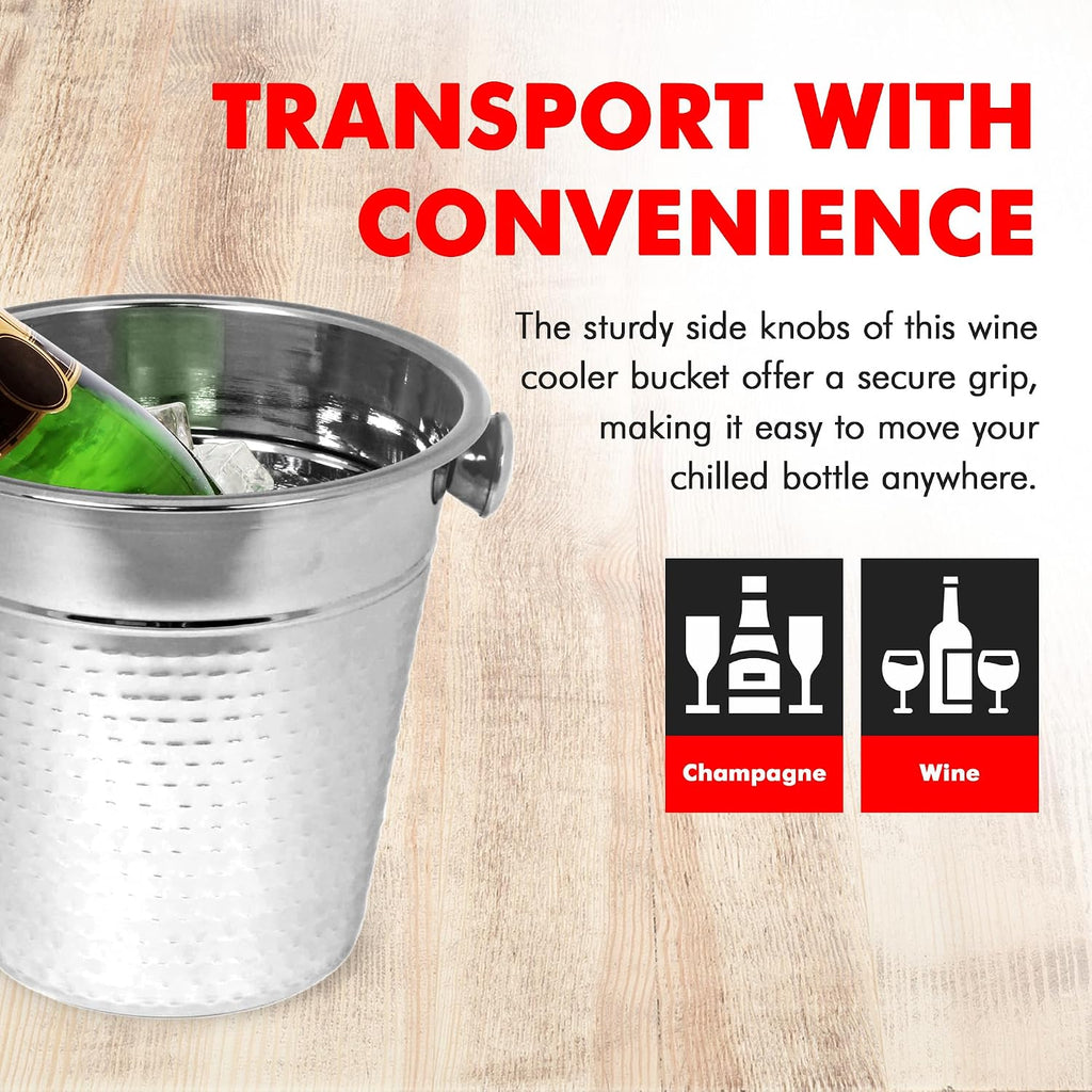 Hammered Champagne Bucket. 4 Quart. Stainless Steel