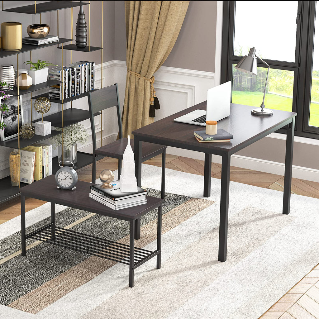 Kitchen Table Set for 4, Nesting Table with 2 Chairs & Bench, Oak