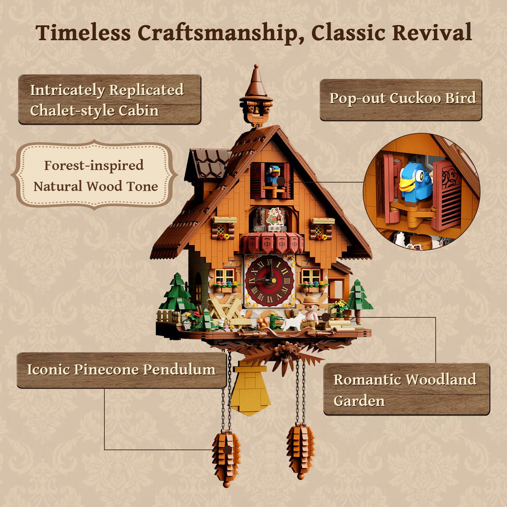 Cuckoo Clock Building Set for Adults, Vintage Chalet Wall Clock