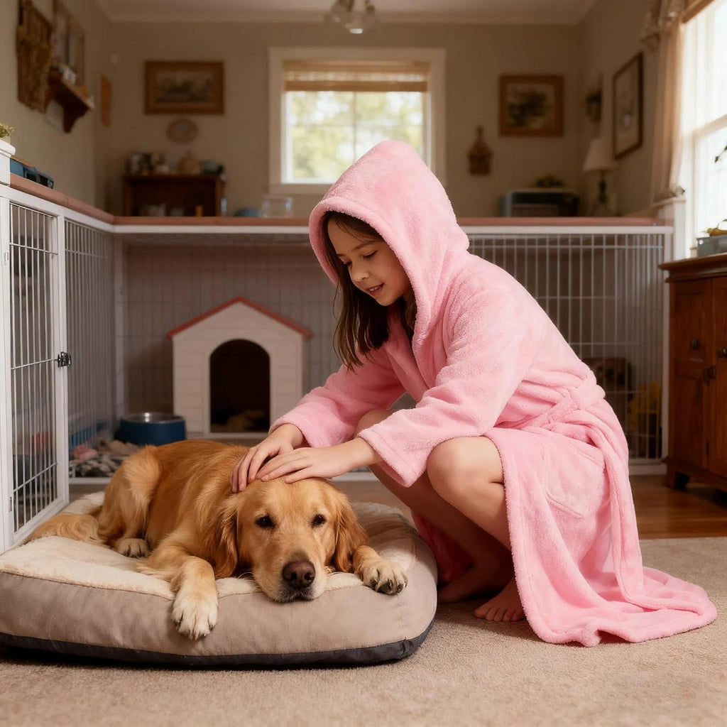 Girls Fleece Hooded Robe, Soft Unicorn Bathrobe for Kids