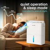 2-in-1 91 Oz Dehumidifier For Home, Bedroom, Bathroom, Basement with Removable Cylinder & Drying Base, Timer