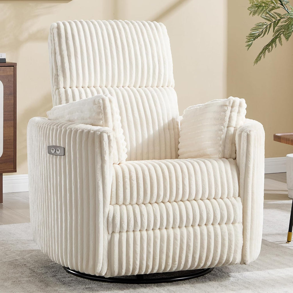 Power Recliner,Nursery Swivel Glider Rocking Chair with USB Port,Upholstered Adult Electric Recliner Rocking Chair