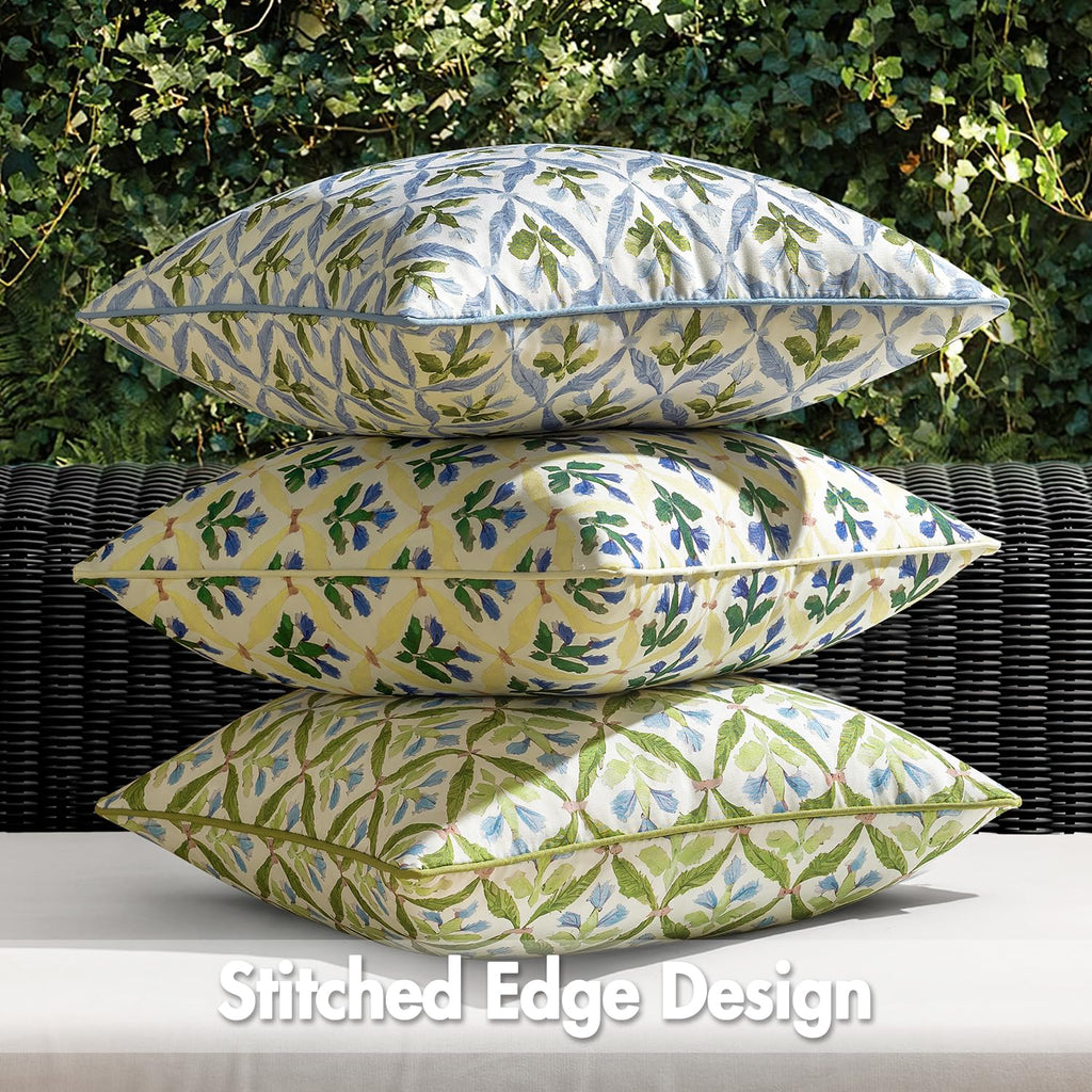 Outdoor Floral Pillow Covers Waterproof 18x18 Yellow-Blue