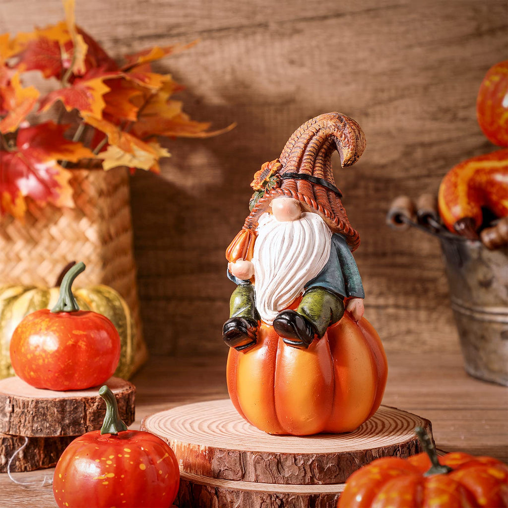 Fall Thanksgiving Gnomes Figurine Decorations, 6.7", Elegant