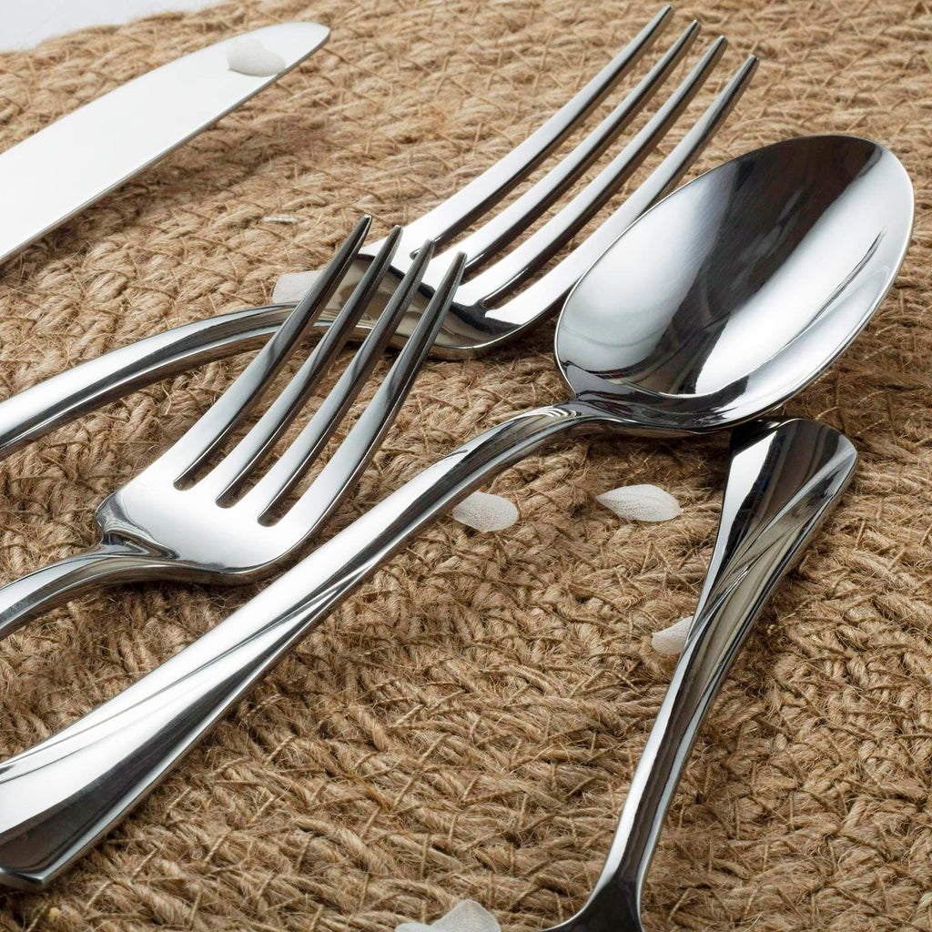 Alice 60-Piece Silverware Set Stainless Steel Flatware Set, Service for 12, Mirror Polished Cutlery Set, Dishwasher Safe