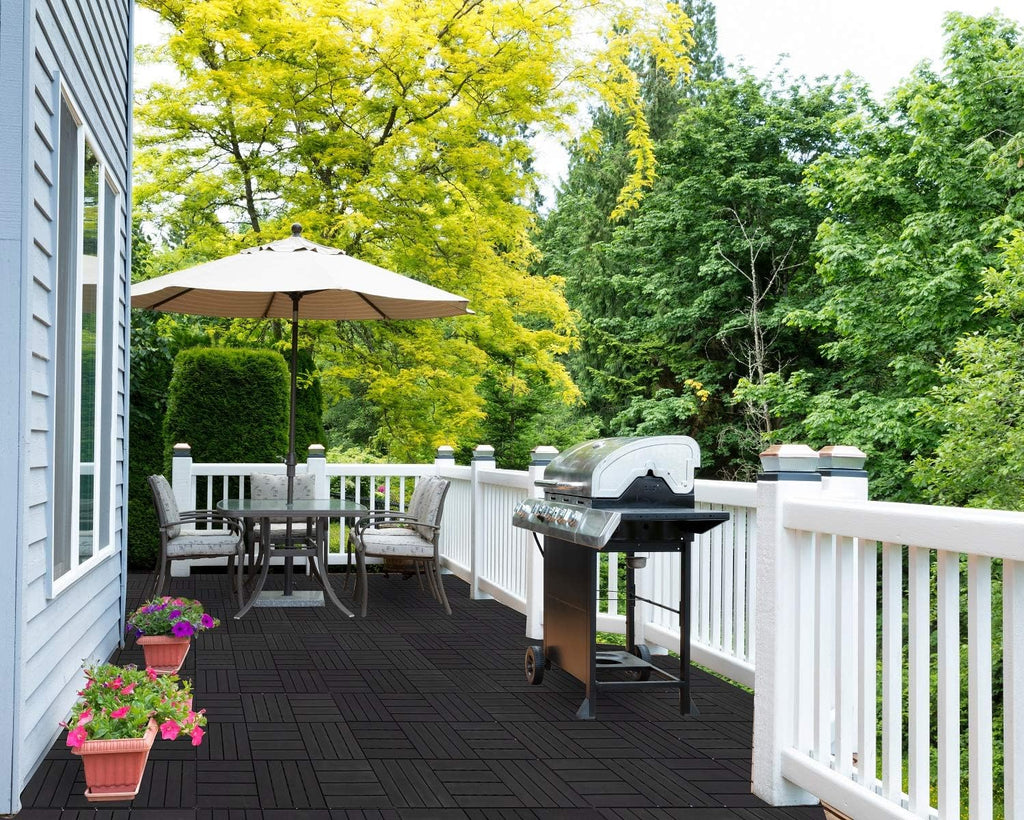 Interlocking Deck Tiles Plastic Waterproof Outdoor Flooring 12" x 12" for Patio Garden Deck Poolside Indoor Outdoor, 10