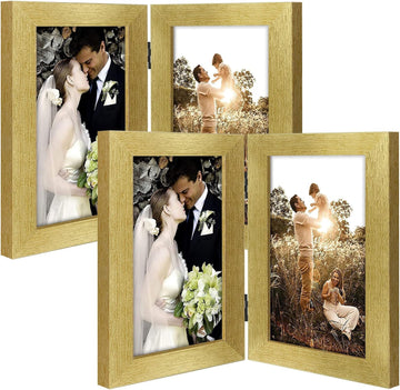 5x7 Double Picture Frame Gold, 2 Pack