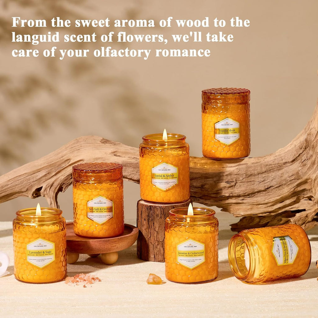 Natural Soy Wax Jar Candles, Scented Aromatherapy Gift Set for Women, 33 oz 240 Hour Long Lasting Candles - Set of 6