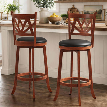 MU Swivel Bar Stools Set of 2, 30" Bar Height Barstools, Retro Brown