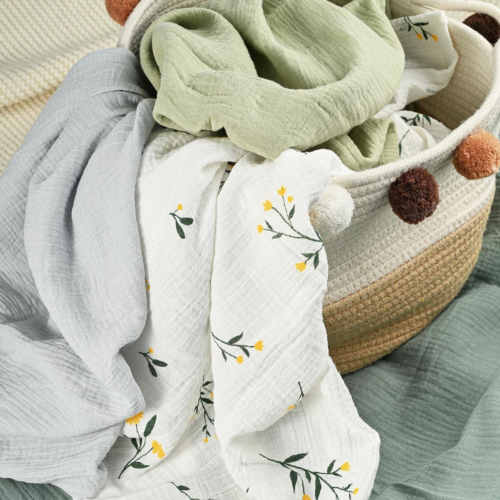 Muslin Swaddle Blankets for Newborns, Large 40''x38'', Pack