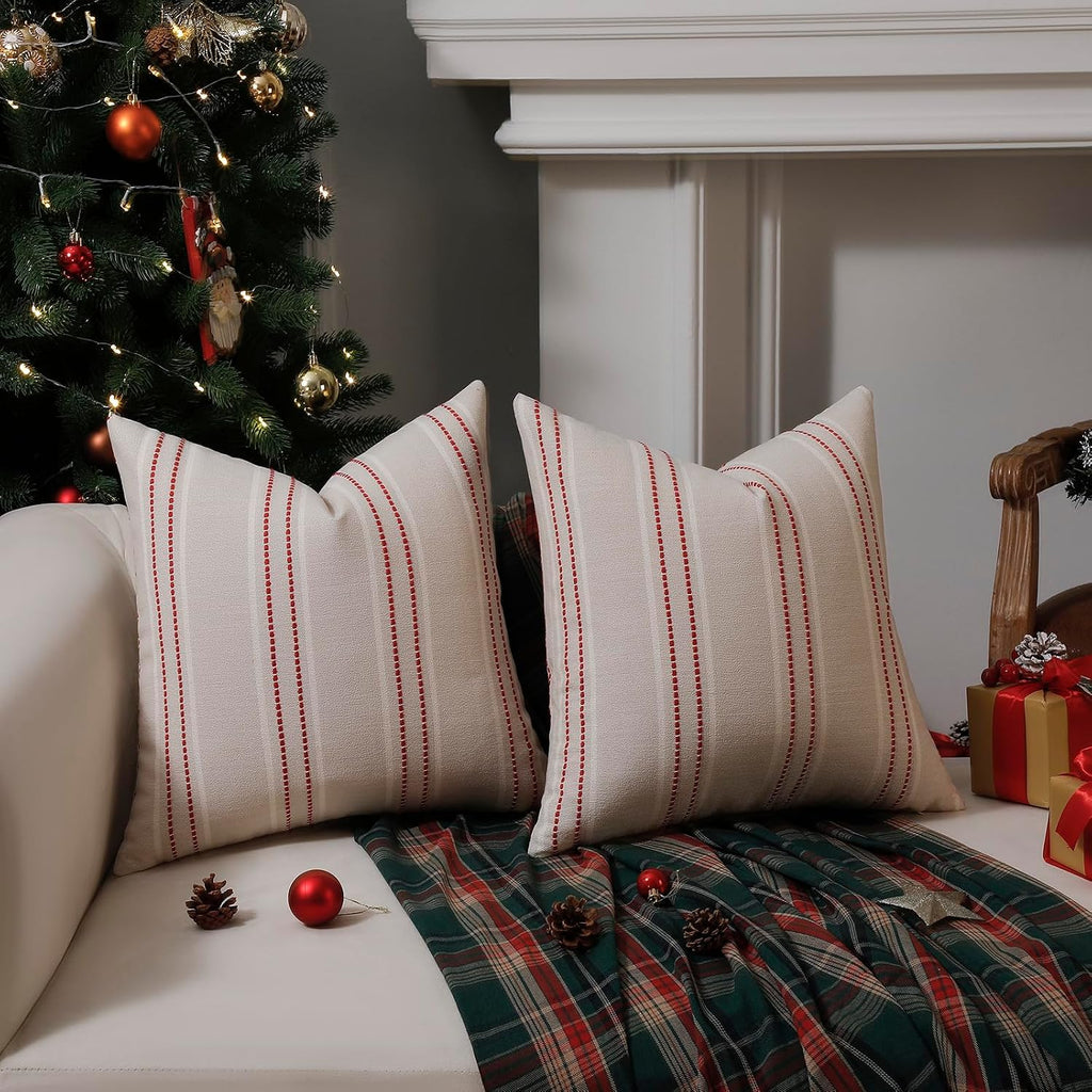 Christmas Pillow Covers 18x18 Winter Decorative Pillows Red - Set of 2