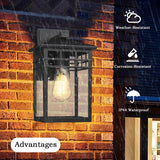 Outdoor Light Fixtures Wall Mount, Modern Farmhouse Exterior Wall Sconces with Seeded Glass for Porch