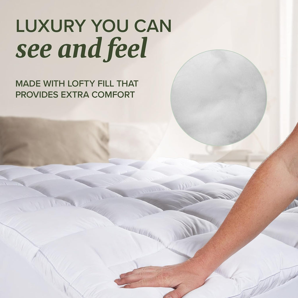 Queen Size Mattress Pad (Extra Padded) & Protector Hybrid - Quilted Pillow Top Mattress Cover - Thick, Plush, Fitted
