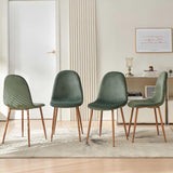 Howtek Dining Chairs Set of 4, Mid Century Modern Green Velvet Upholstered Fabric Kitchen Chairs with Backrest & Metal