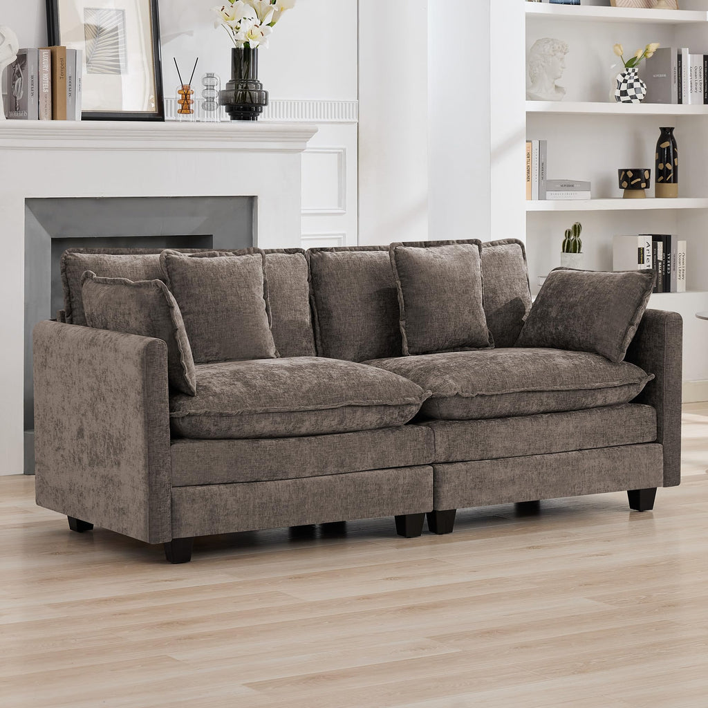 76'' Cloud Deep Seat Loveseat, Modular Sofa, Brown