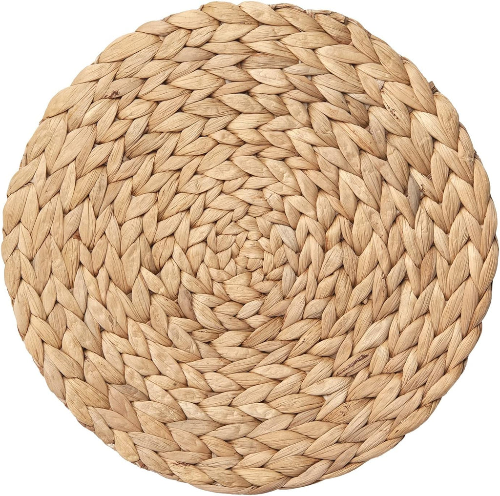 11.8" Woven Placemats, Natural Hand-Woven Water Hyacinth Placemats, Round Braided Rattan Tablemats for Dining - Set of 6
