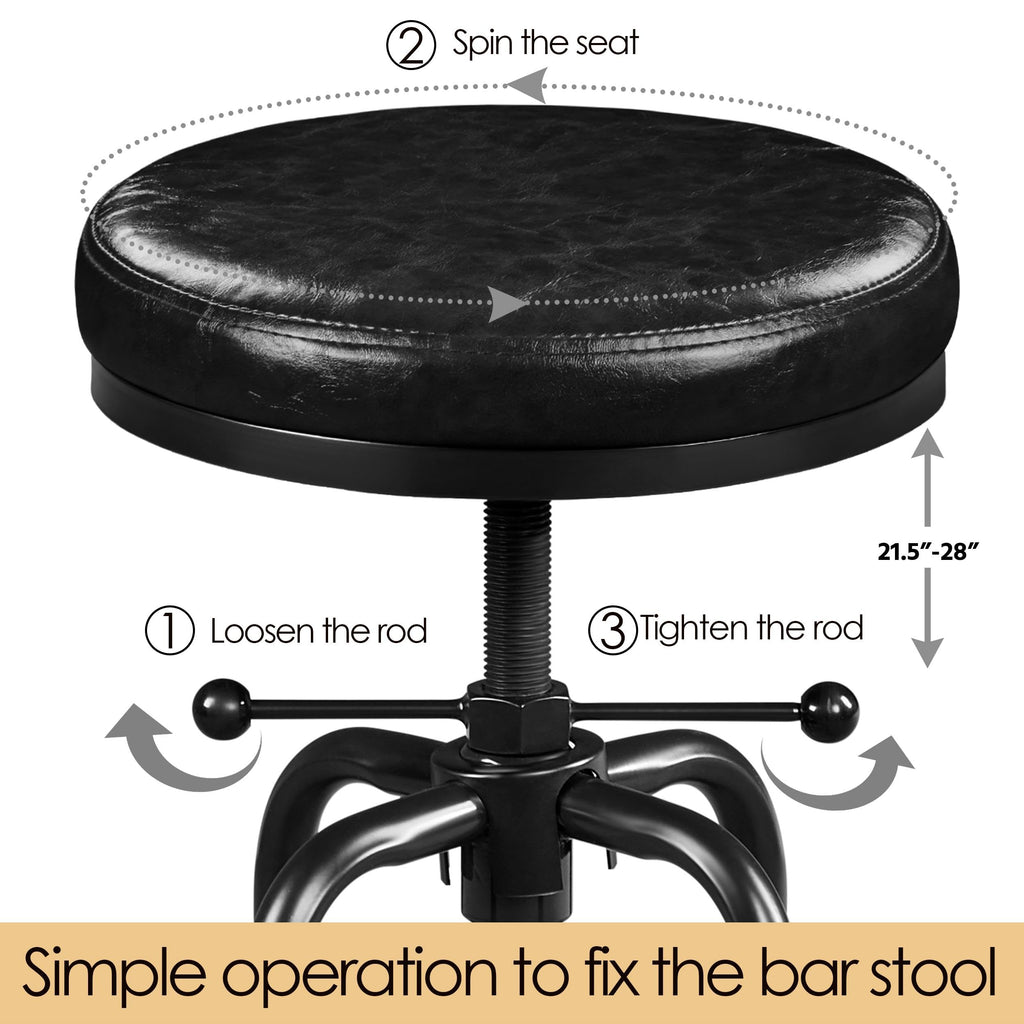 Adjustable Bar Stool 21.5-28 Inch Metal Kitchen Stool Black, 6PCs