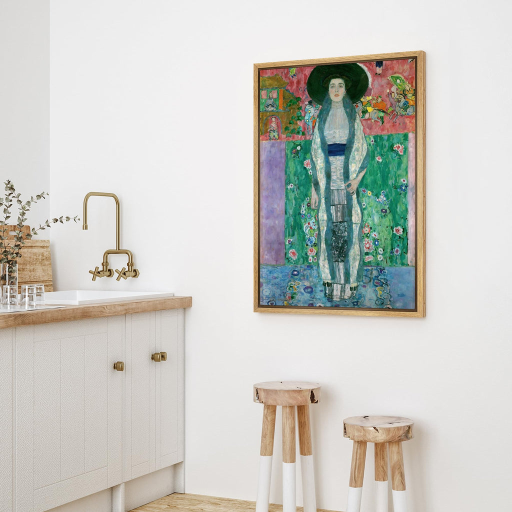 Framed Canvas Print Wall Art Portrait of Adele Bloch-Bauer II Gustav Klimt Classic Illustrations Fine Art Decorative