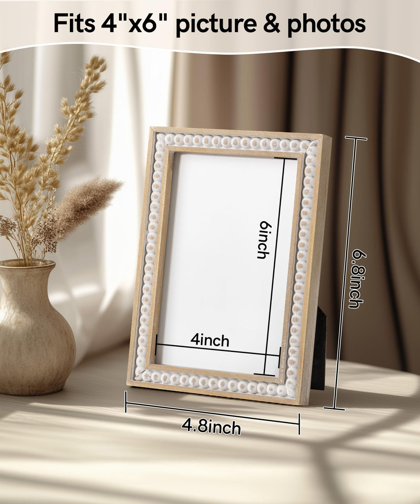 Boho 4x6 Picture Frame Distressed White Wood Photo Frame