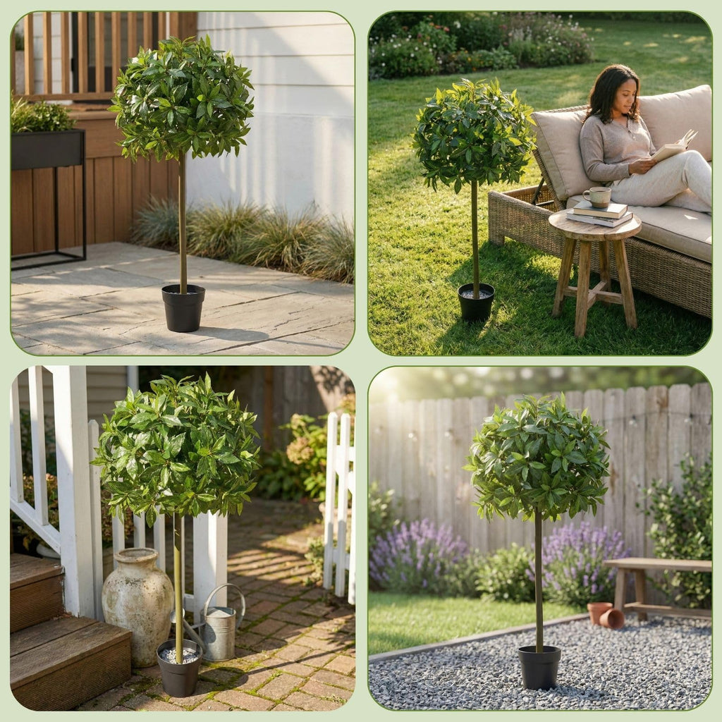 Artificial Topiary Ball Tree 3FT 1 Pack, UV Resistant Faux Plant