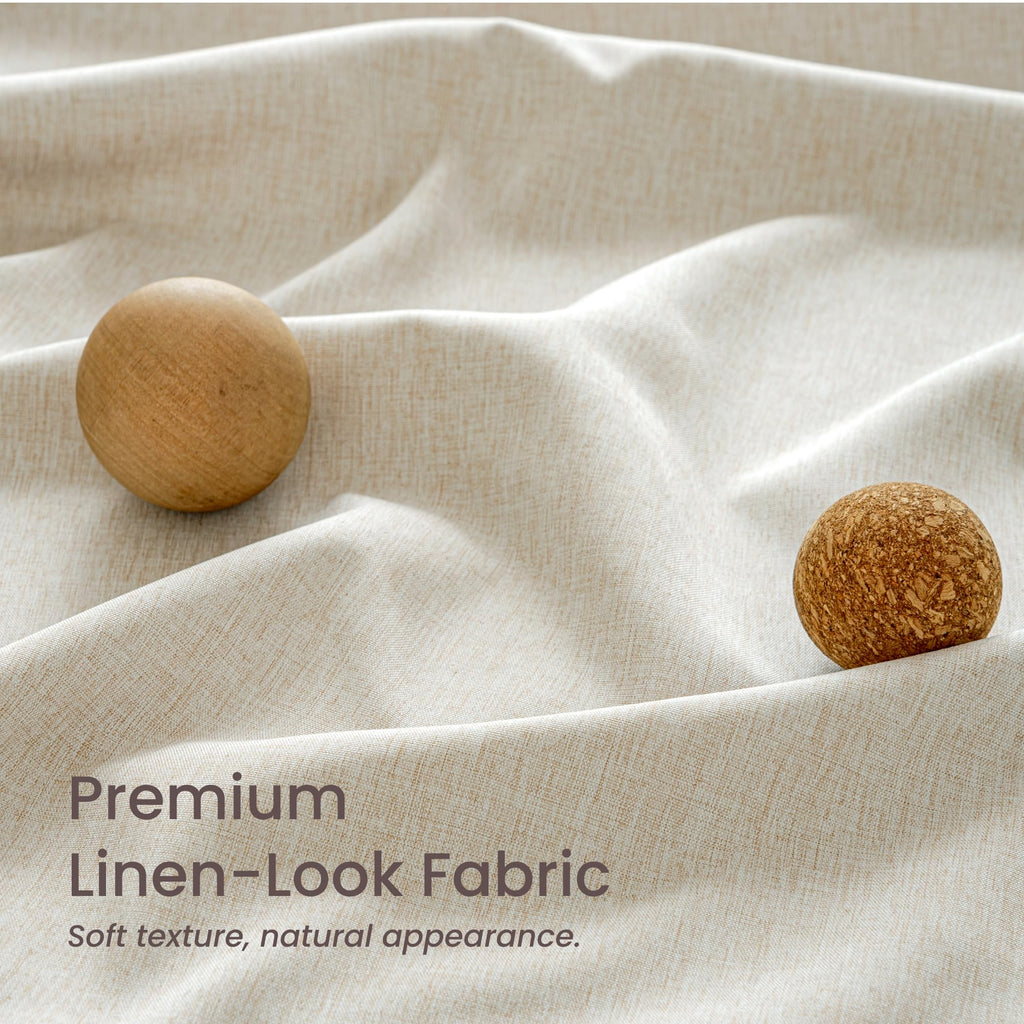 Grass Green Scalloped Extra Long Linen Textured, W72xL84