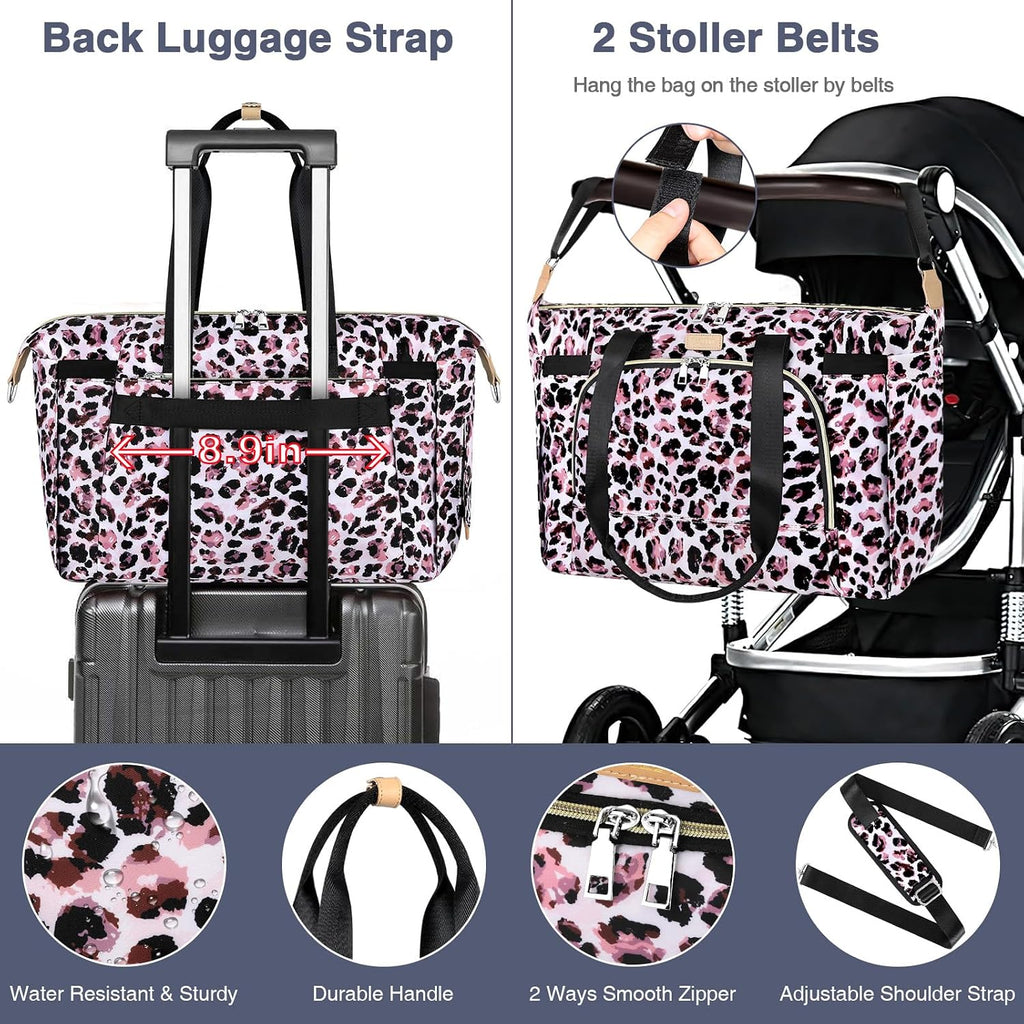 Diaper Bag Tote for Baby 7PCS, Large Mommy Bag with Portable Changing Pad