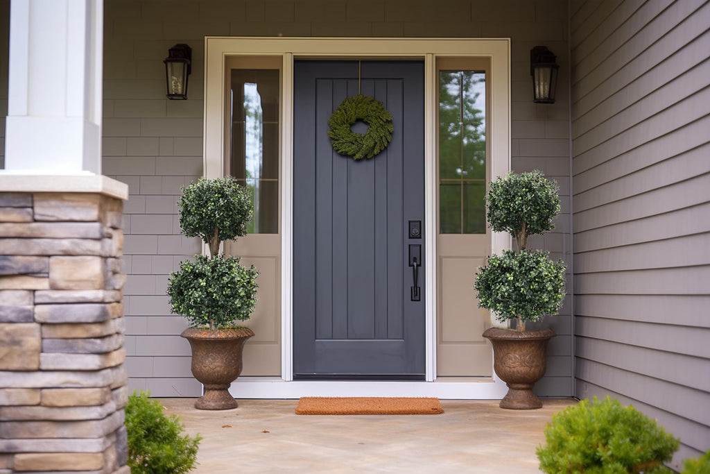 3Ft-35'' Artificial Boxwood Double Ball Topiary Trees, 2PACK Faux Topiaries Tree Store Garden Indoor&Outdoor for Porch
