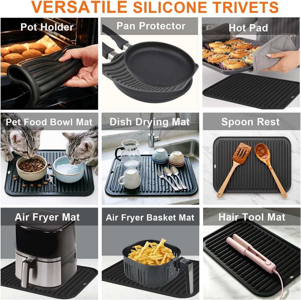 Extra Large Silicone Trivets for Hot Pots and Pans 16x12 Inch, Heat Resistant Hot Pads for Countertops, Hot Dishes - Set of 2
