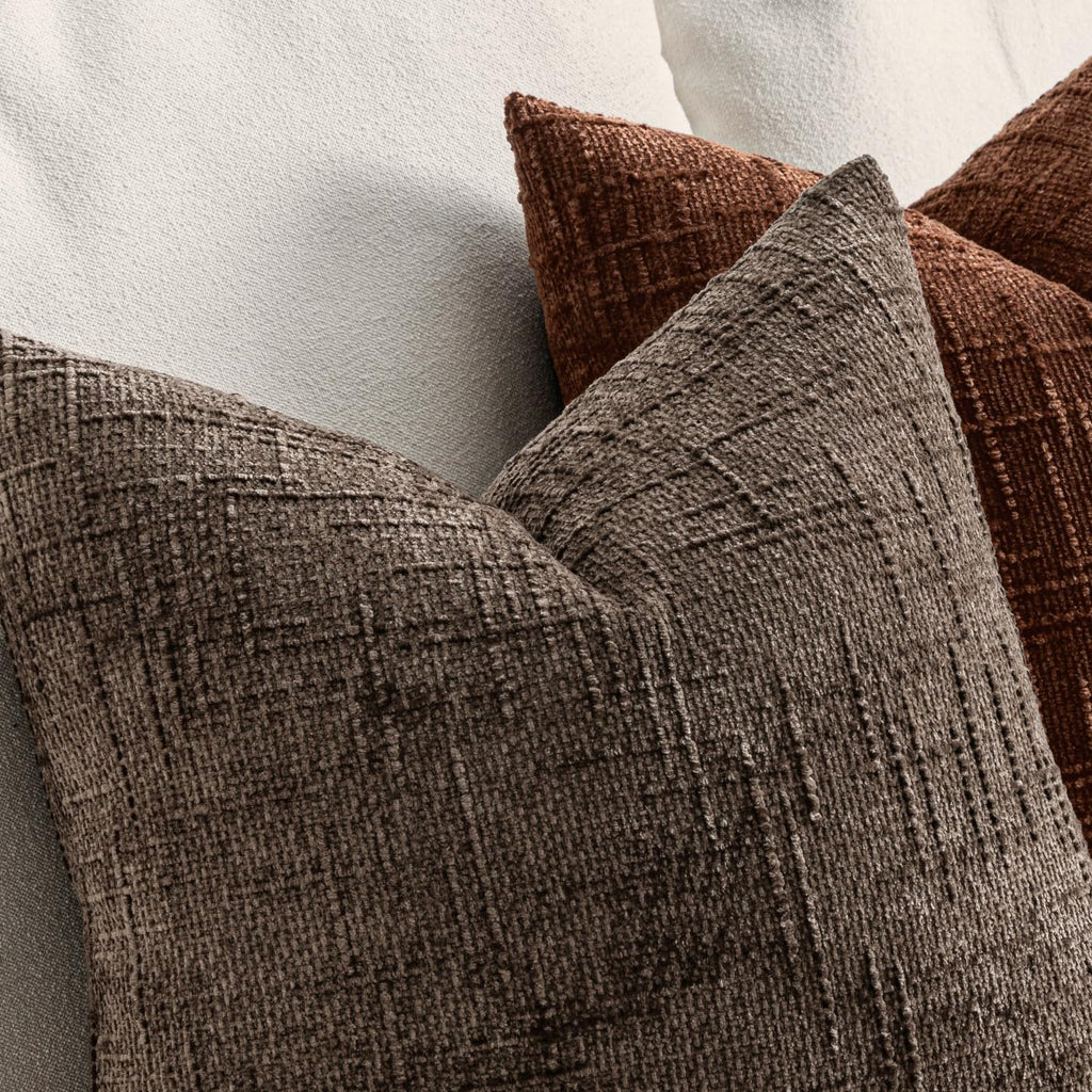 Chenille Textured Fall Throw Pillow Covers Brown 20x20 Set of 2