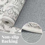 Lima Round Rug 6ft Vintage Machine Washable Area Rug Indoor Circle 6' Ultra-Thin Non-Slip Floral Pri