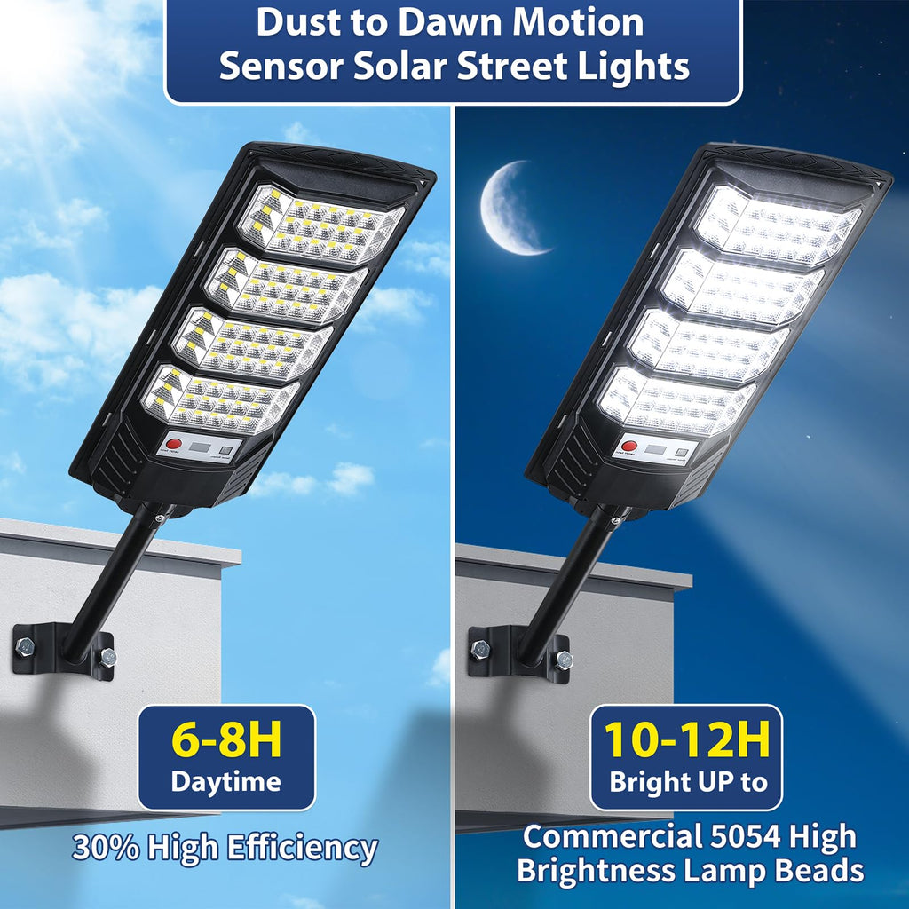 6 Pack Solar Street Lights Outdoor Waterproof, 6500K LED Motion Sensor Lights, Dusk to Dawn Solar Flood Lights with
