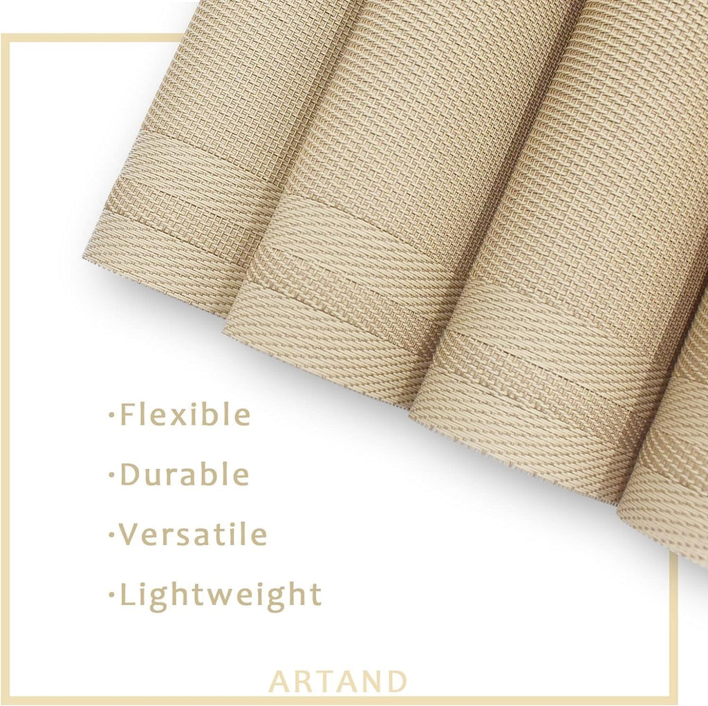 Placemats, Linen Look Woven, Heat Resistant, Washable Place Mats - Set of 6