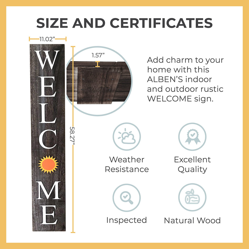 Extra Large 5FT Premium Wooden Interchangeable Welcome Sign for Front Door Porch Sign - 5 ft (58 x 11 Inch) 8