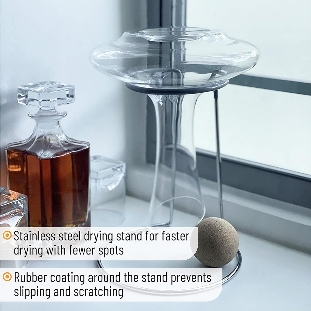 BTaT- XL Decanter with Drying Stand, Stopper, Brush and Beads, Hand Blown Crystal Glass, Wine Decanter, Wine Carafe