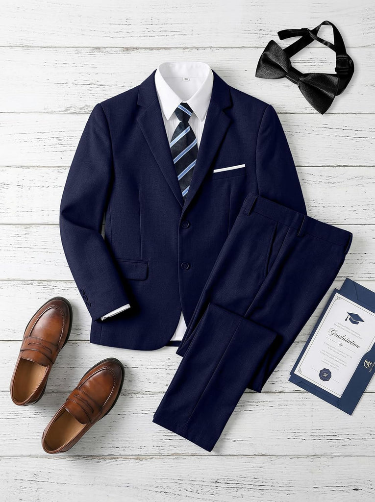 Boys Suit 5 Piece Suits for Kids Tuxedo Suit Set with Shirt Tie