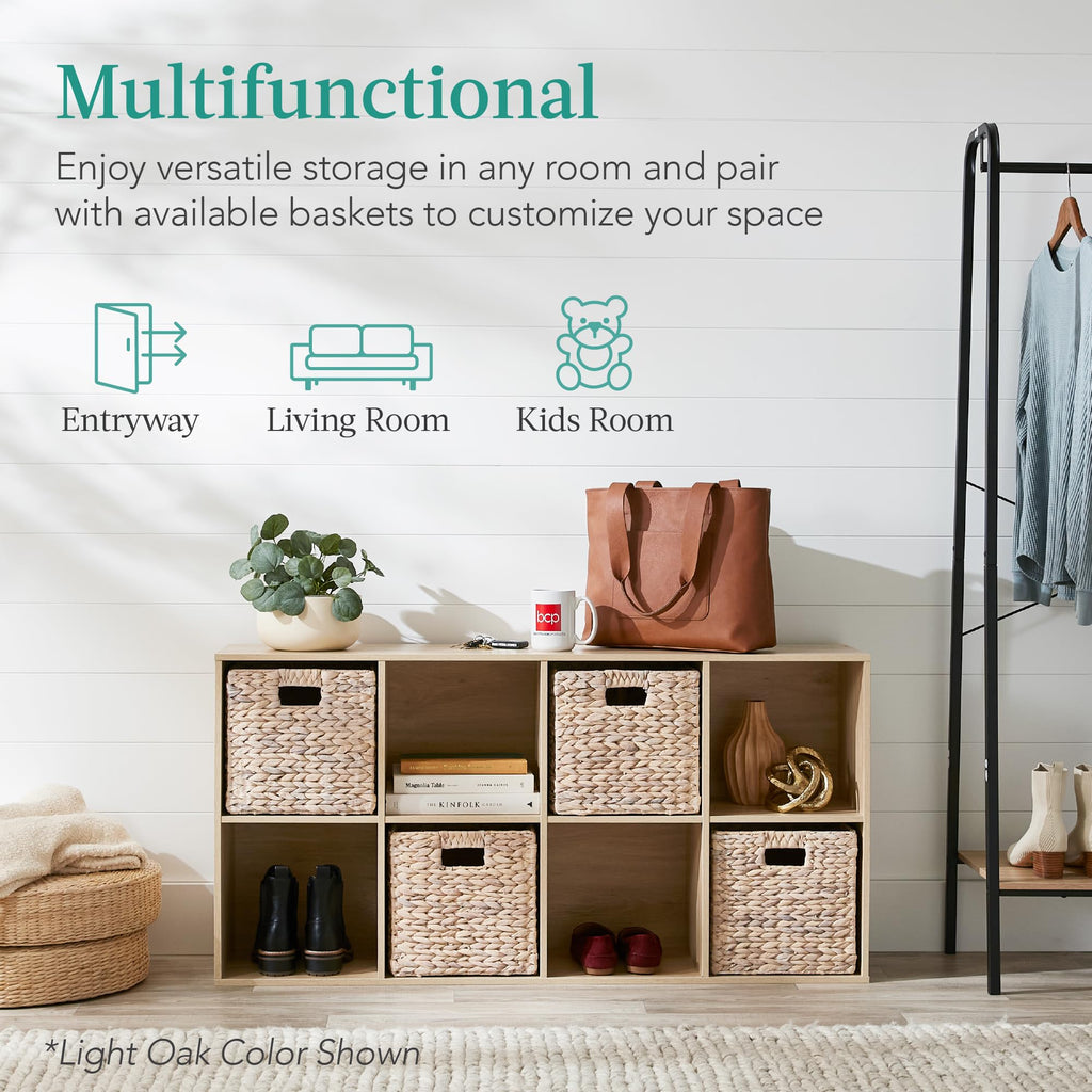 8-Cube Storage Organizer, 11in Shelf Opening, Bookcase, Display Shelf, Customizable w/ 3 Removable Back Panels