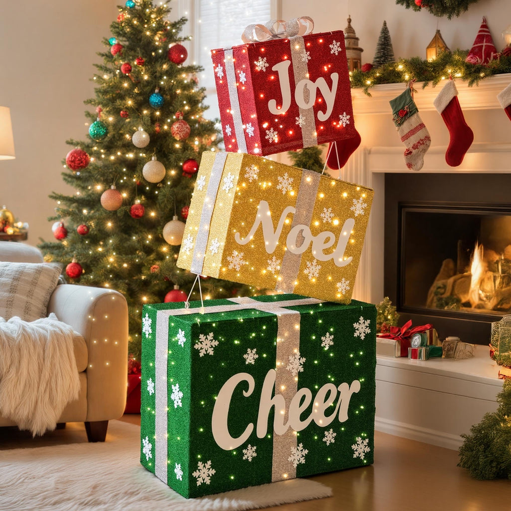 3D Jumbo Gift Box Outdoor Christmas Decoration with Timer&Remote Control