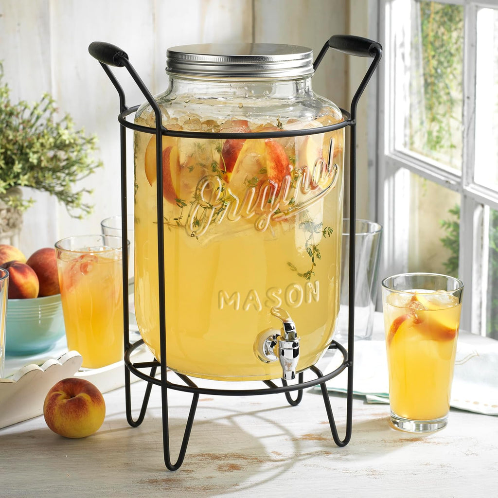 GALLON Drink Dispensers for Parties, Drink Dispensers for Parties, Original Mason Beverage Dispensers - Set of 2